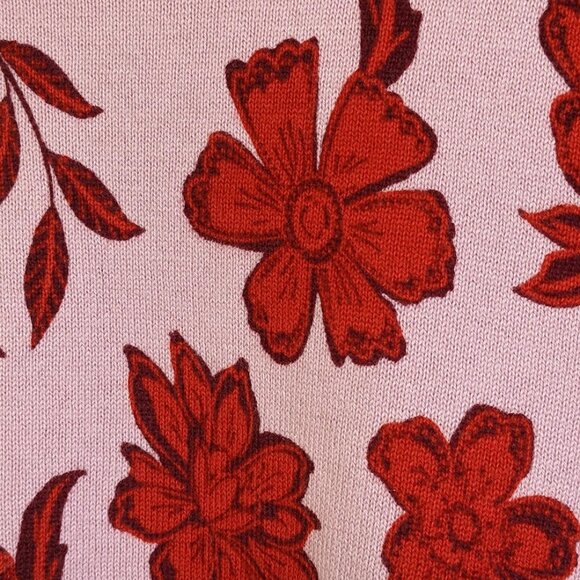 Ann Taylor 100% Cotton Pink and Red Floral Sweater - So Soft - Size Medium - Picture 3 of 5